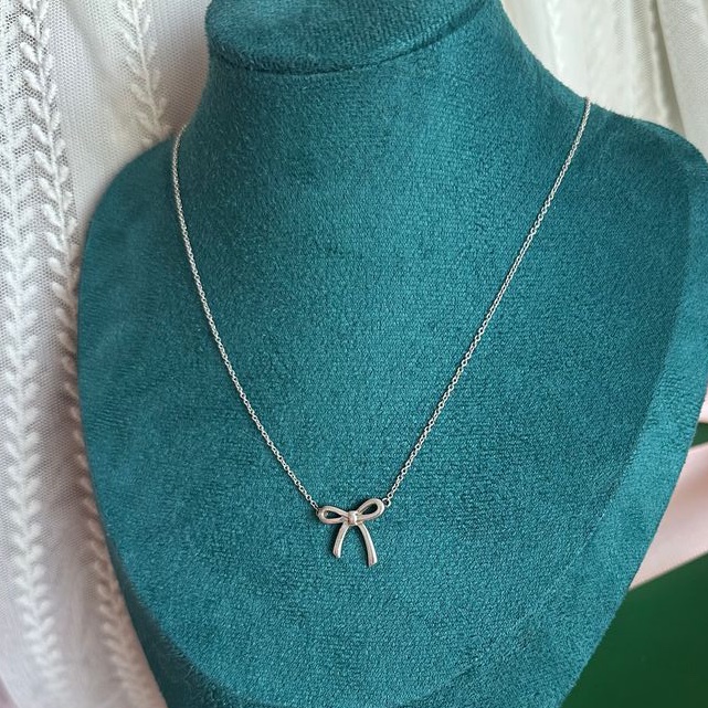 蒂芙尼 純銀 頸鏈 項鏈 鎖骨鏈 Tiffany & Co bow 蝴蝶結 純銀項鍊 925-6