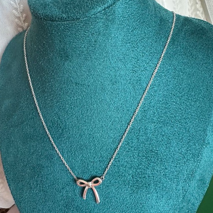 蒂芙尼 純銀 頸鏈 項鏈 鎖骨鏈 Tiffany & Co bow 蝴蝶結 純銀項鍊 925-8
