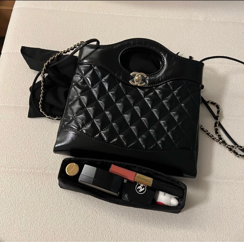 近全新Chanel AS4133 mini 31bag黑金油蠟羊皮手提肩背斜背包-0