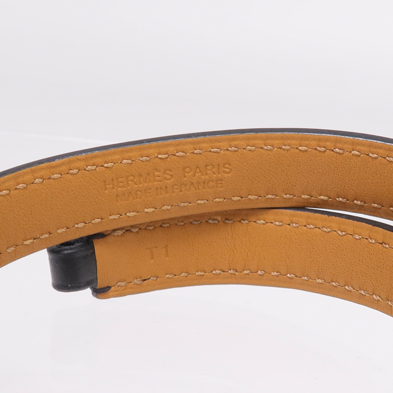 HERMES Box Calf皮革Rivale Double Tour金扣手鏈Noir-7