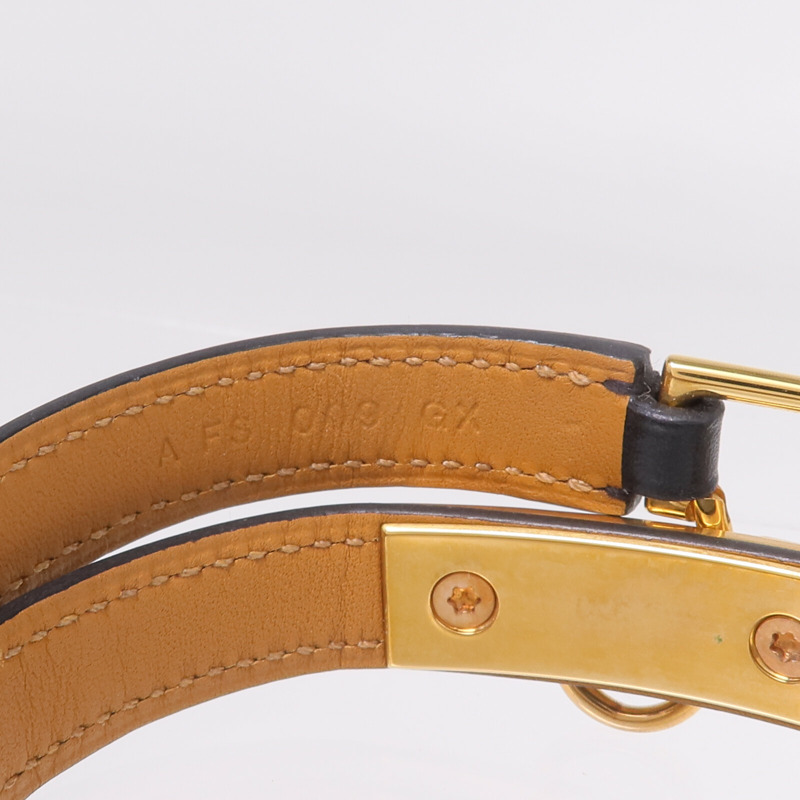 HERMES Box Calf皮革Rivale Double Tour金扣手鏈Noir-8