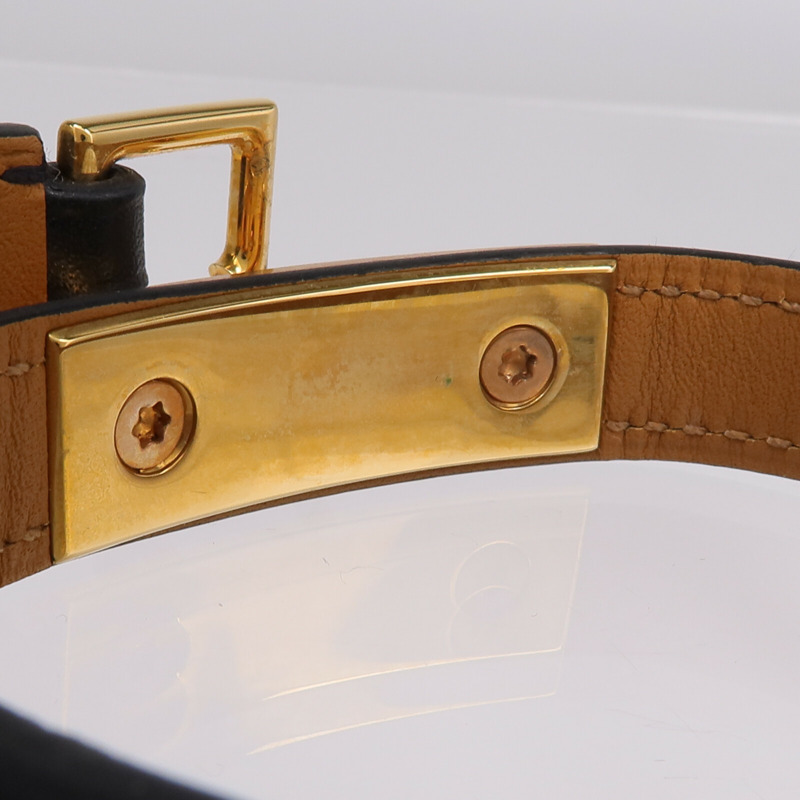 HERMES Box Calf皮革Rivale Double Tour金扣手鏈Noir-9