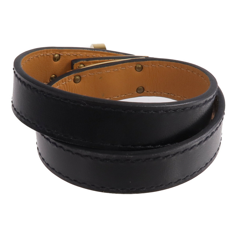 HERMES Box Calf皮革Kelly Double Tour金扣手鏈Noir-2