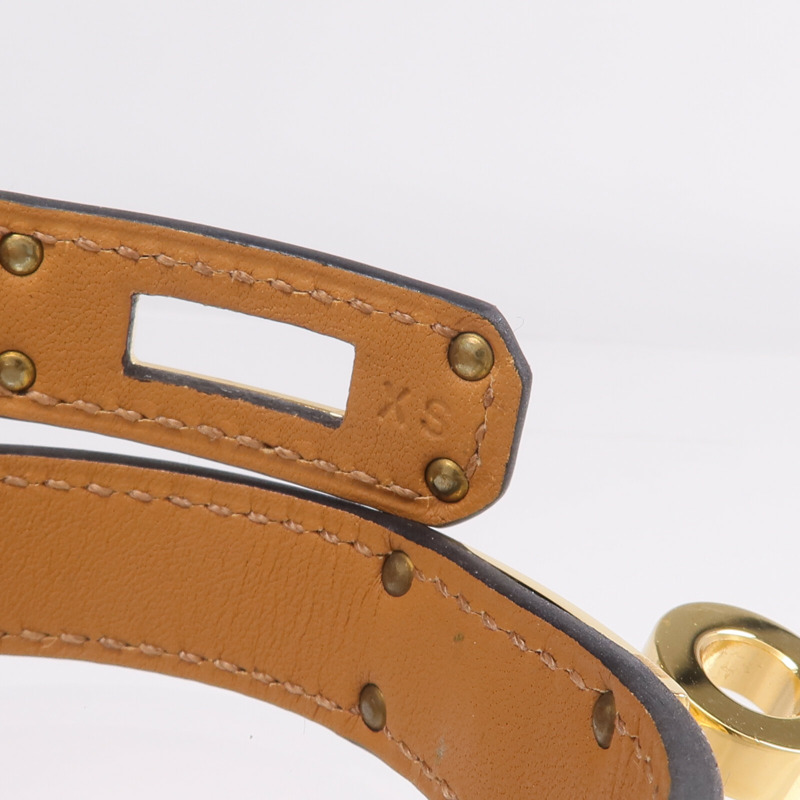 HERMES Box Calf皮革Kelly Double Tour金扣手鏈Noir-7