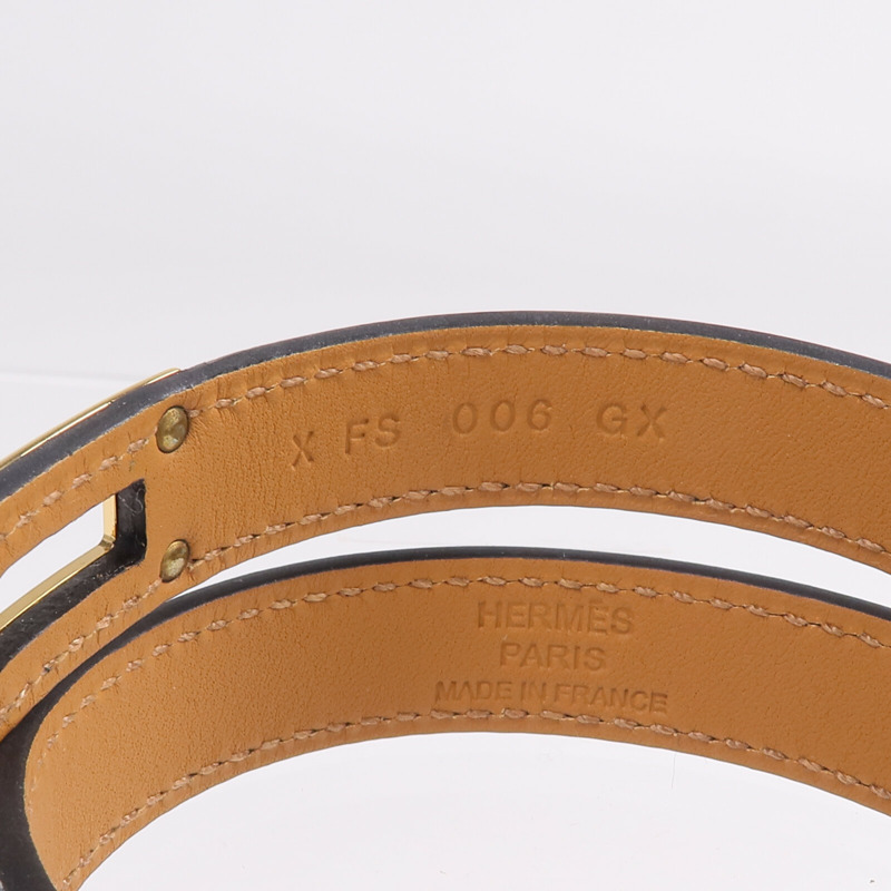 HERMES Box Calf皮革Kelly Double Tour金扣手鏈Noir-8