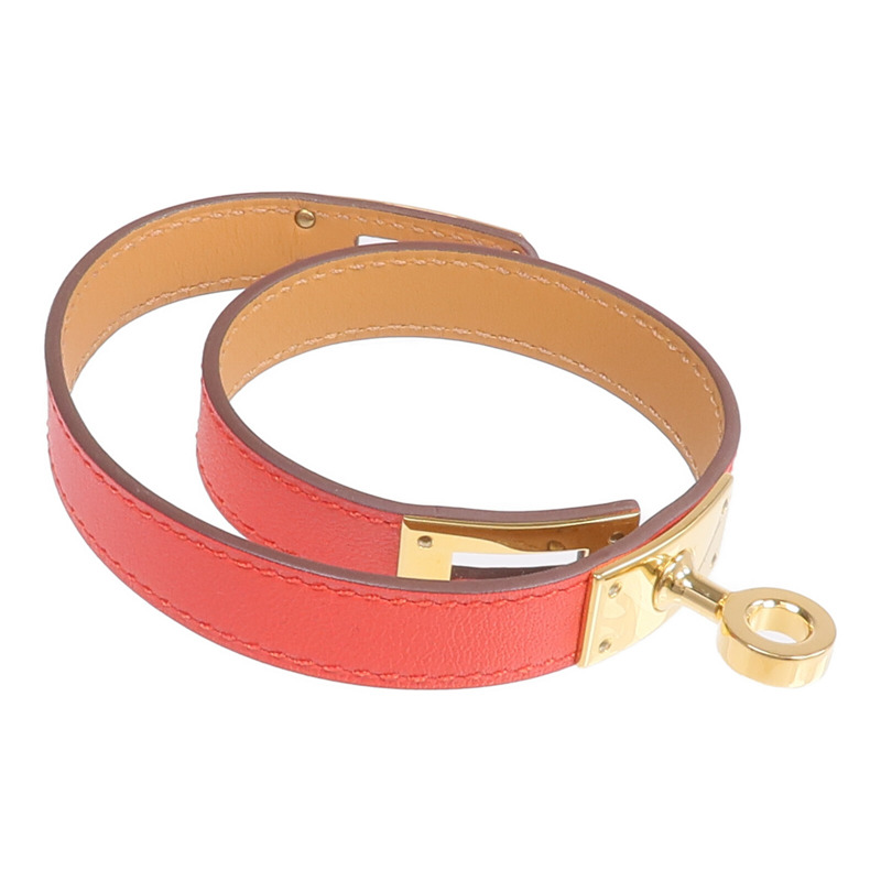 HERMES Swift皮革Kelly Double Tour金扣手鏈-6