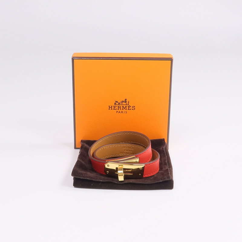 HERMES Swift皮革Kelly Double Tour金扣手鏈-9