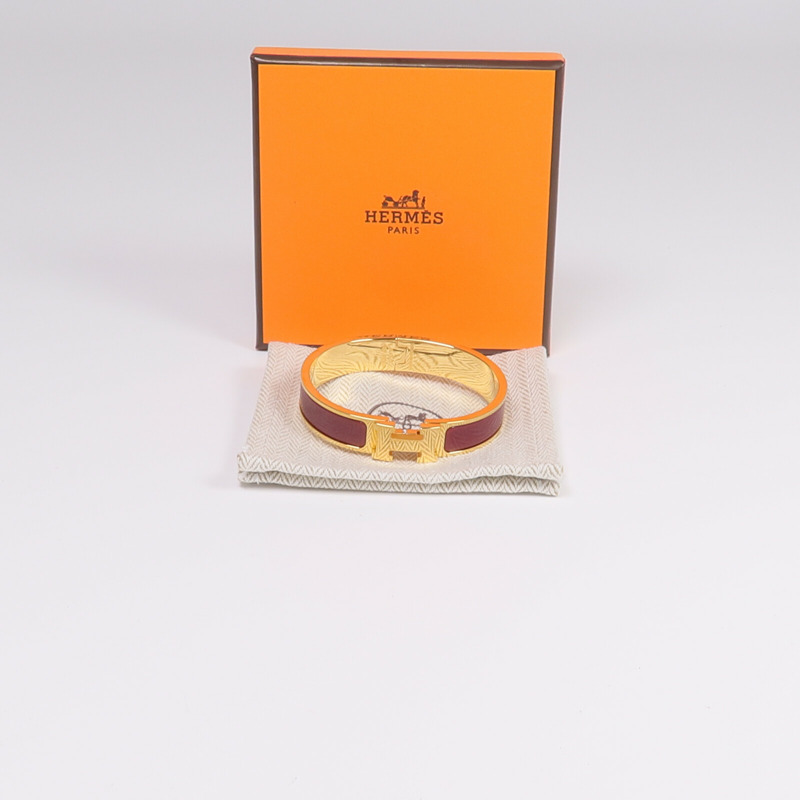 HERMES 金屬/琺瑯Clic H Bracelet手鐲-8