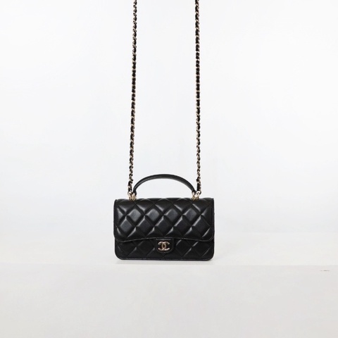 二手Chanel cf mini handle woc/黑金 芯片款