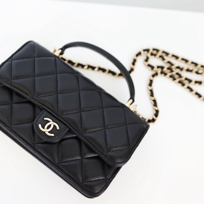 二手Chanel cf mini handle woc/黑金 芯片款-3