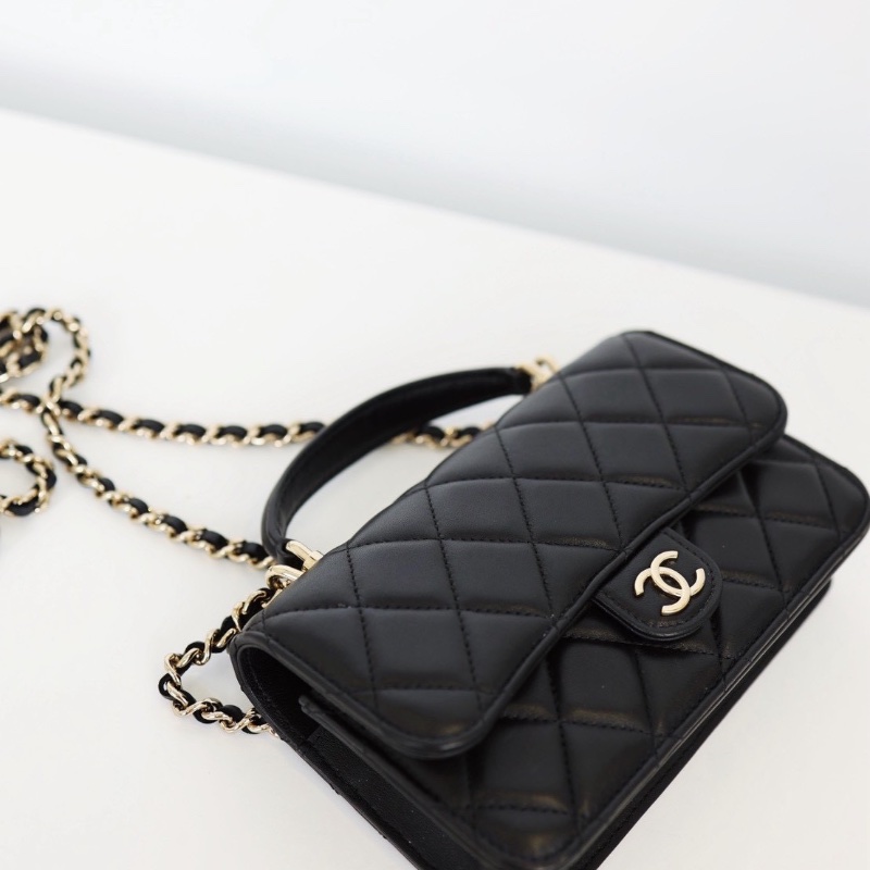 二手Chanel cf mini handle woc/黑金 芯片款-4