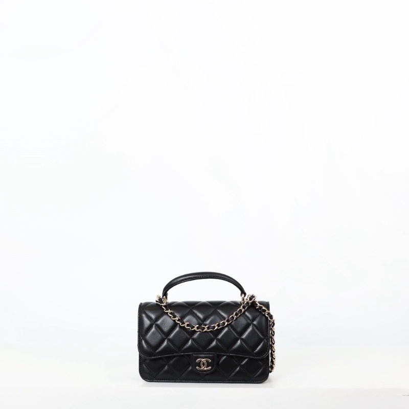 二手Chanel cf mini handle woc/黑金 芯片款-5