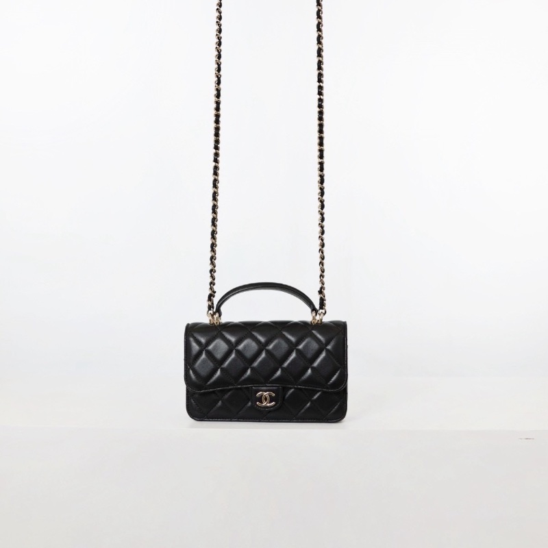 二手Chanel cf mini handle woc/黑金 芯片款-6
