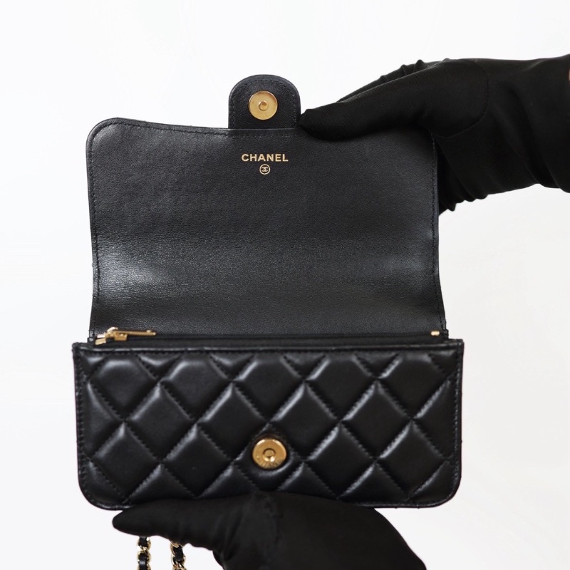 二手Chanel cf mini handle woc/黑金 芯片款-10