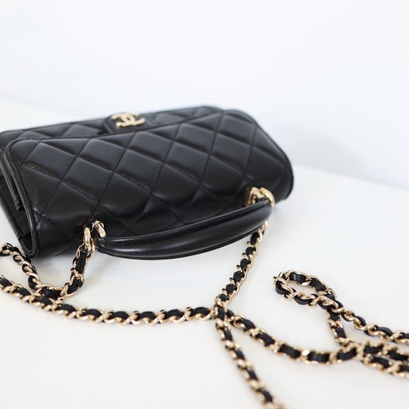二手Chanel cf mini handle woc/黑金 芯片款-14