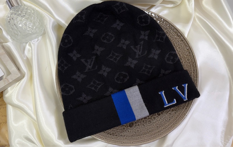Louis Vuitton 22年M77954學院風針織帽條紋羊毛 Noir 款-1