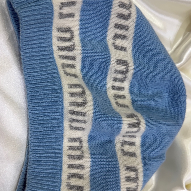 MIUMIU 5HC260 淺藍色針織帽/貝雷帽 羊絨混紡-5