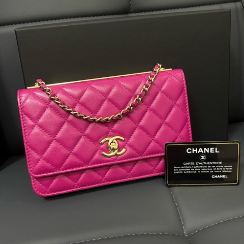 Chanel 粉紫金釦trendy woc