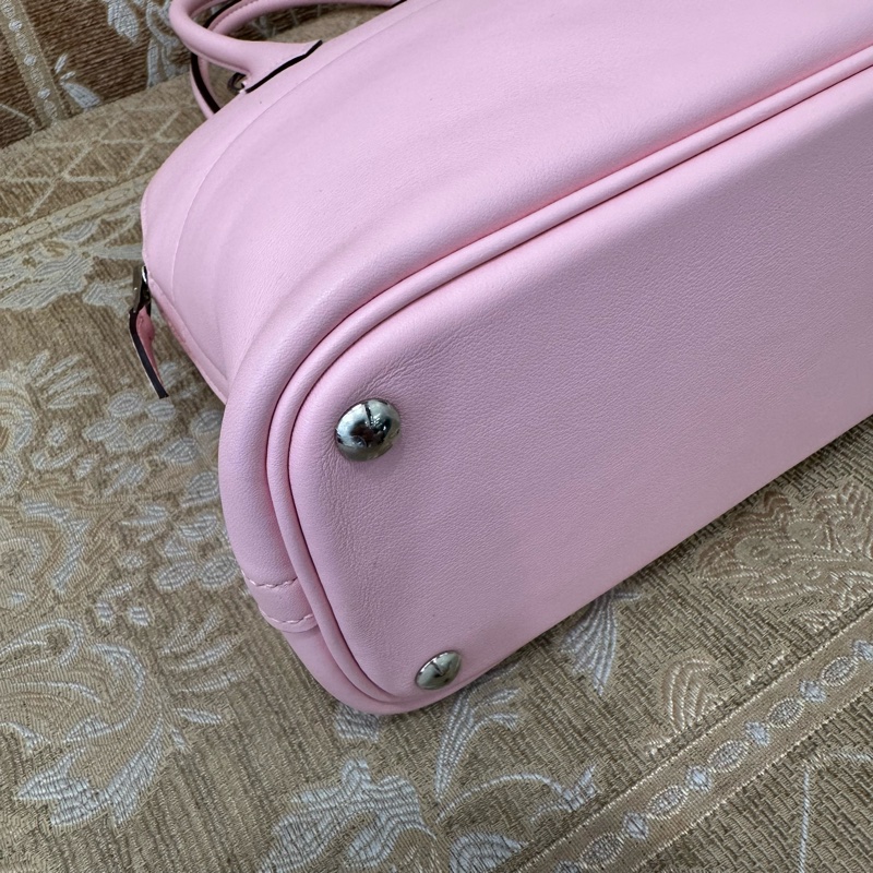 Hermes 3Q Rose Sakura櫻花粉Swift皮銀釦Bolide 27 手提斜背包-5