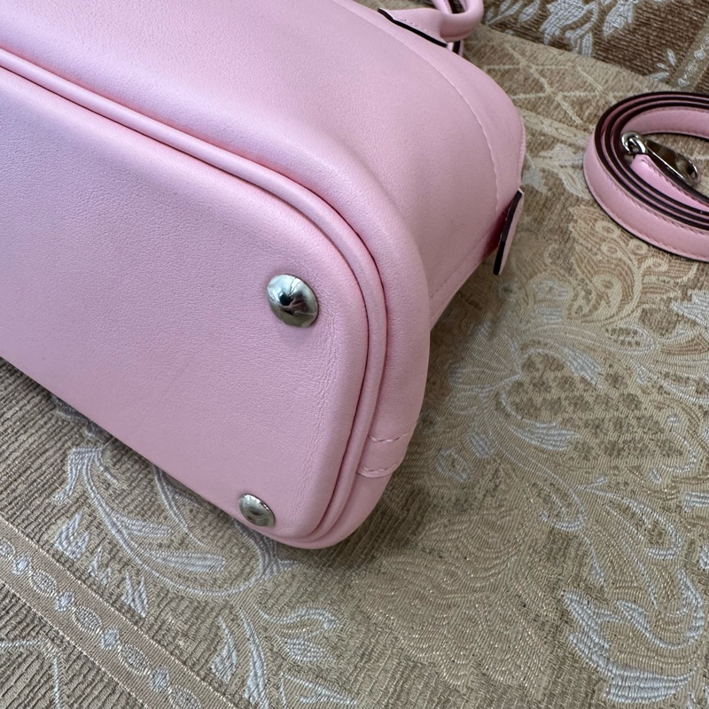Hermes 3Q Rose Sakura櫻花粉Swift皮銀釦Bolide 27 手提斜背包-6