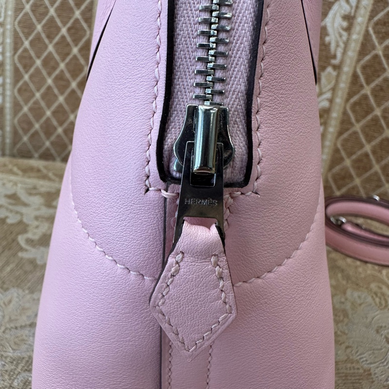 Hermes 3Q Rose Sakura櫻花粉Swift皮銀釦Bolide 27 手提斜背包-9
