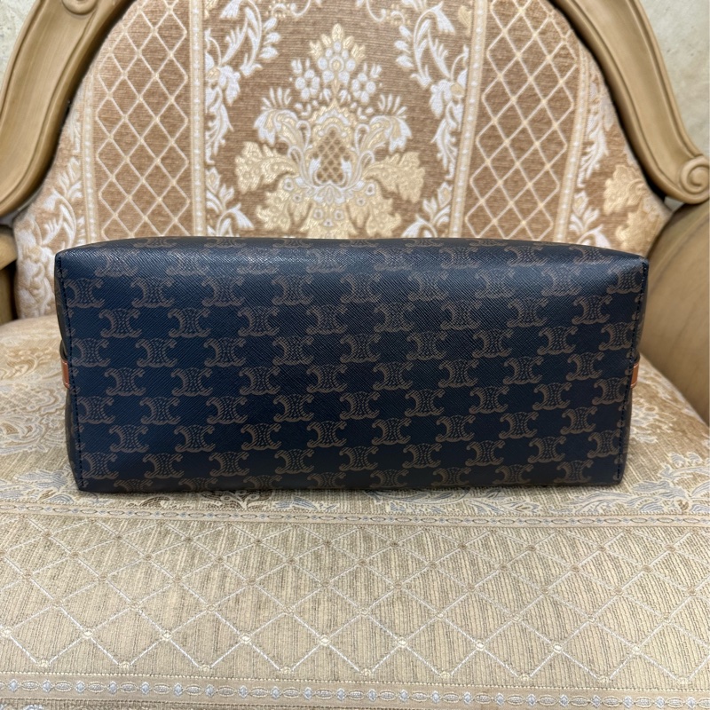 Celine PVC咖牛皮金釦肩斜背購物包123912GXC.04LU-5