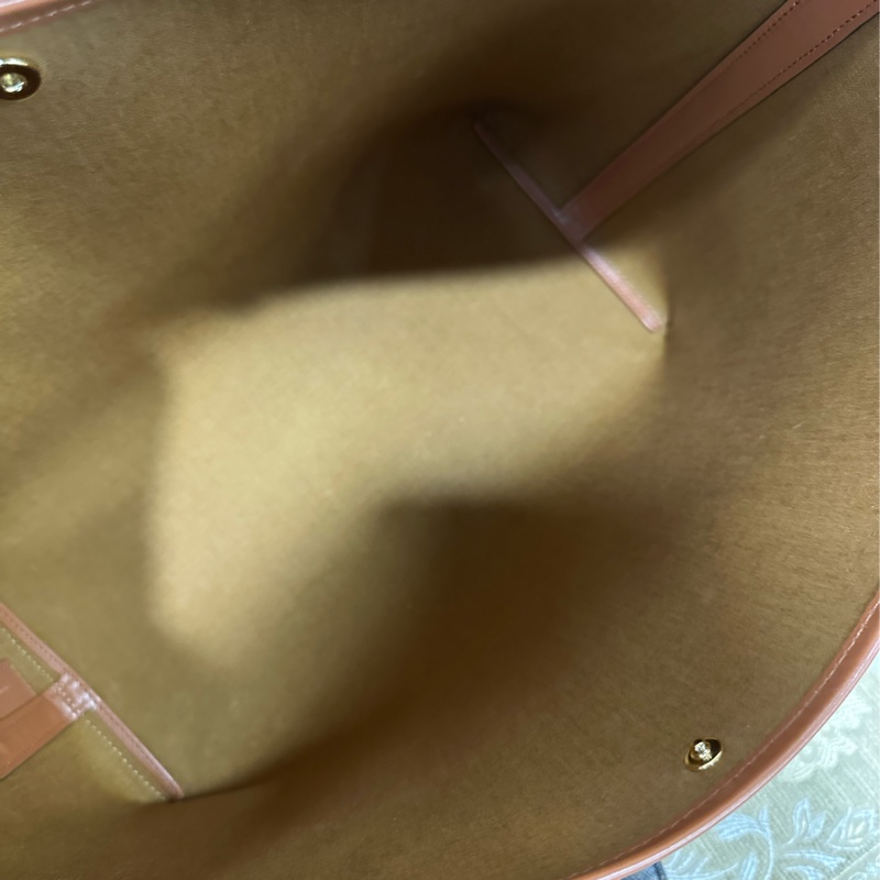 Celine PVC咖牛皮金釦肩斜背購物包123912GXC.04LU-10