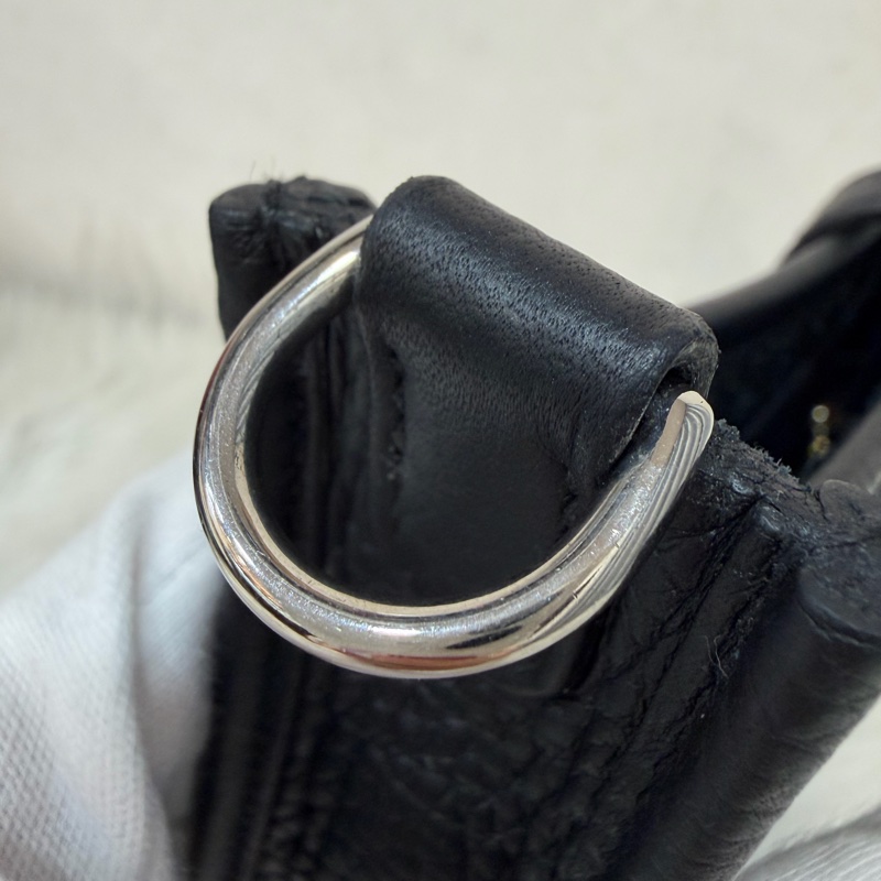 HERMES TC MINI EVELYNE 黑色荔枝皮 銀釦 洞洞包 肩背包 斜背包 2用包-12