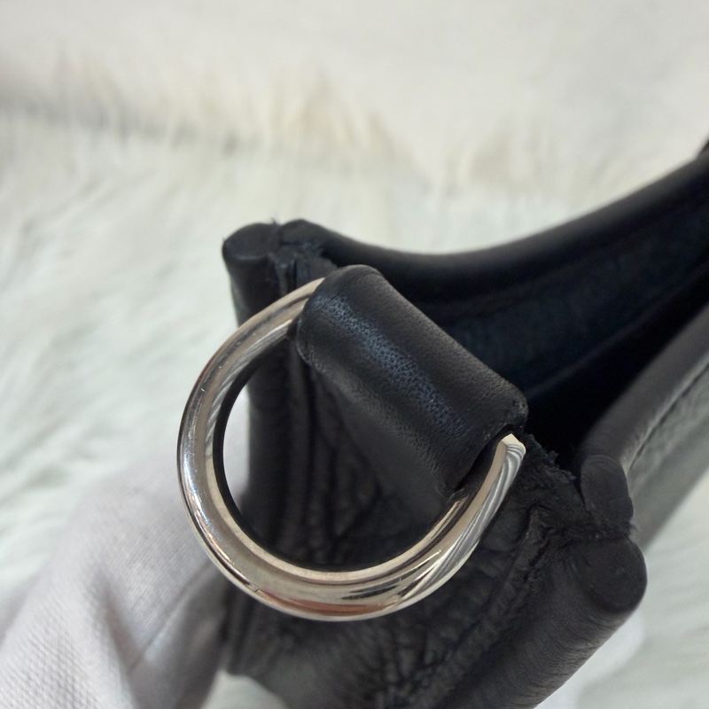 HERMES TC MINI EVELYNE 黑色荔枝皮 銀釦 洞洞包 肩背包 斜背包 2用包-13