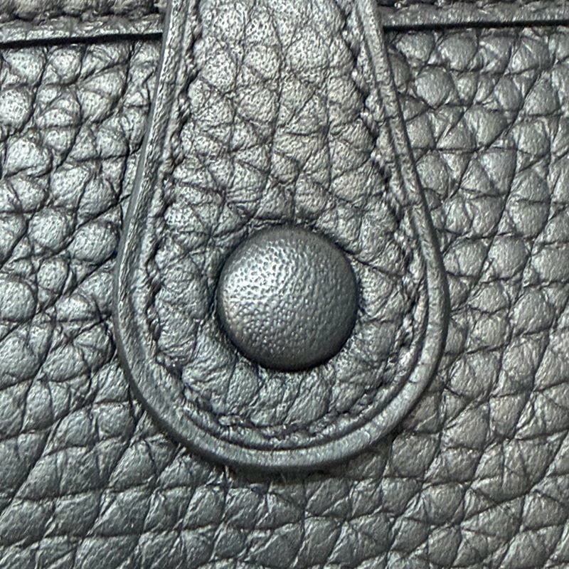 HERMES TC MINI EVELYNE 黑色荔枝皮 銀釦 洞洞包 肩背包 斜背包 2用包-18