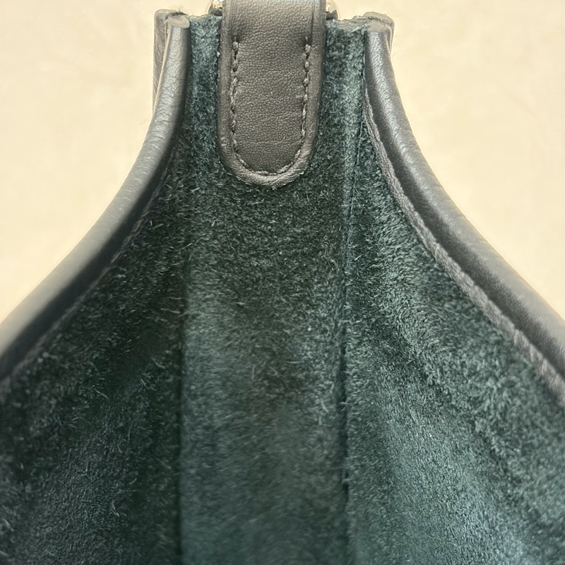 HERMES TC MINI EVELYNE 黑色荔枝皮 銀釦 洞洞包 肩背包 斜背包 2用包-22