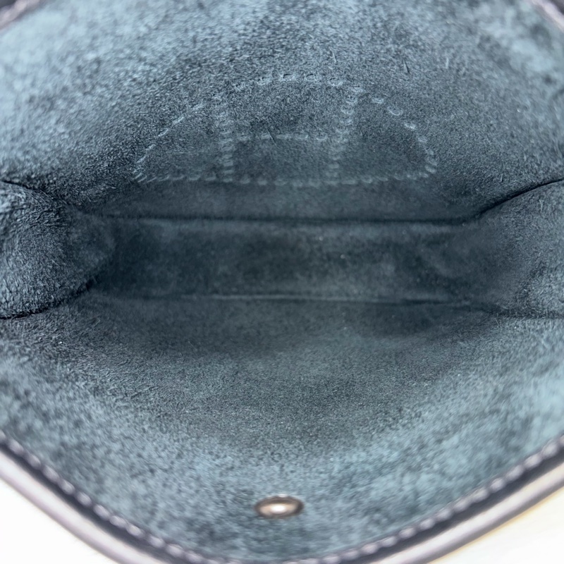 HERMES TC MINI EVELYNE 黑色荔枝皮 銀釦 洞洞包 肩背包 斜背包 2用包-24