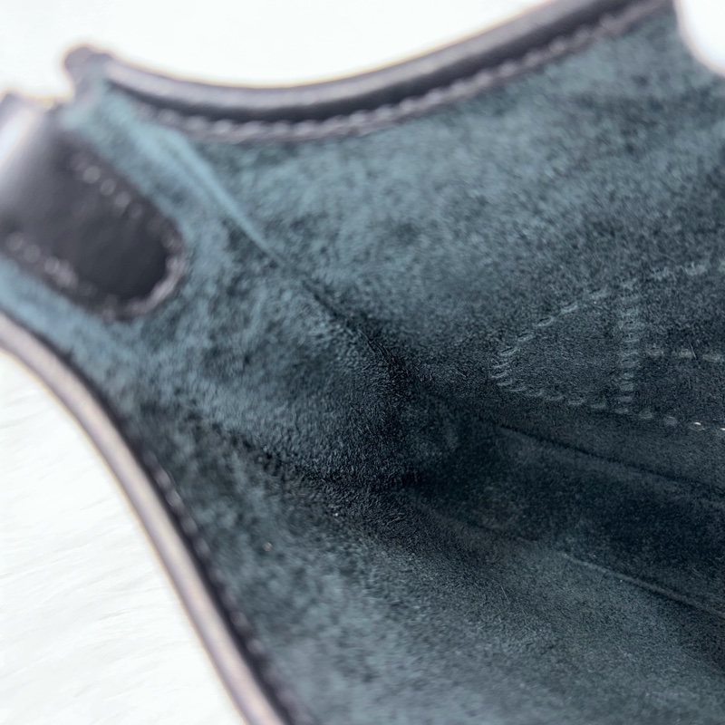 HERMES TC MINI EVELYNE 黑色荔枝皮 銀釦 洞洞包 肩背包 斜背包 2用包-26