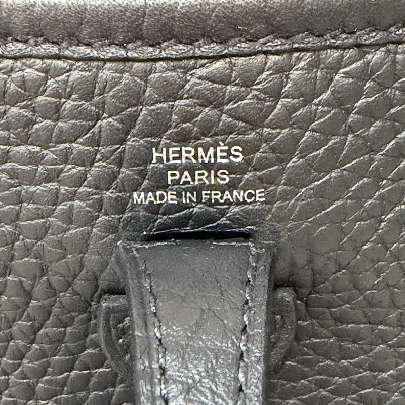 HERMES TC MINI EVELYNE 黑色荔枝皮 銀釦 洞洞包 肩背包 斜背包 2用包-28