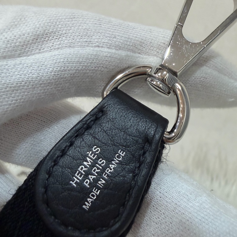 HERMES TC MINI EVELYNE 黑色荔枝皮 銀釦 洞洞包 肩背包 斜背包 2用包-41