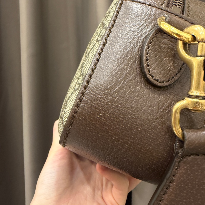 Gucci PVC咖牛皮斜背相機包-3