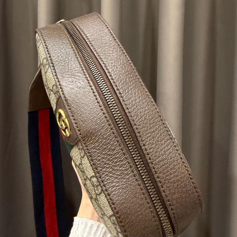 Gucci PVC咖牛皮斜背相機包-6