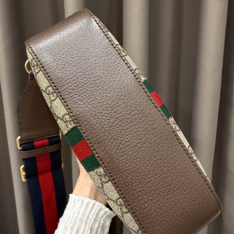 Gucci PVC咖牛皮斜背相機包-8