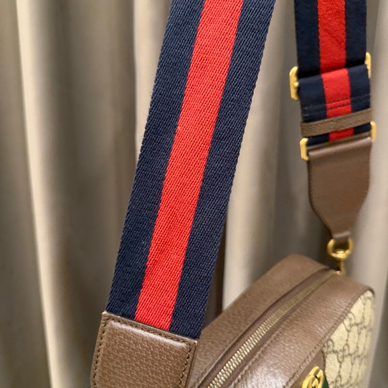 Gucci PVC咖牛皮斜背相機包-15