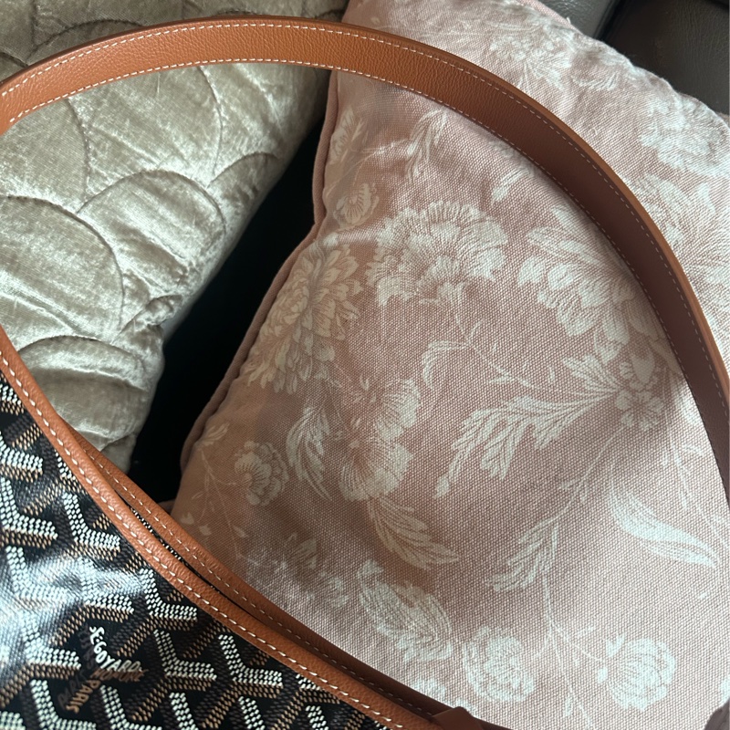 戈雅 腋下包 狗牙包 經典色 黑色棕色 閑置品 有法國巴黎購買單據副本 腋下包 托特包 手提包 側背包 goyard hobo bag black and brown-5