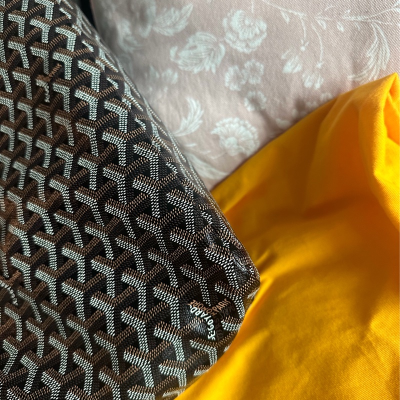 戈雅 腋下包 狗牙包 經典色 黑色棕色 閑置品 有法國巴黎購買單據副本 腋下包 托特包 手提包 側背包 goyard hobo bag black and brown-8