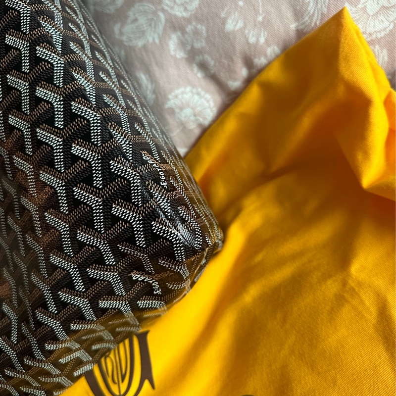 戈雅 腋下包 狗牙包 經典色 黑色棕色 閑置品 有法國巴黎購買單據副本 腋下包 托特包 手提包 側背包 goyard hobo bag black and brown-20