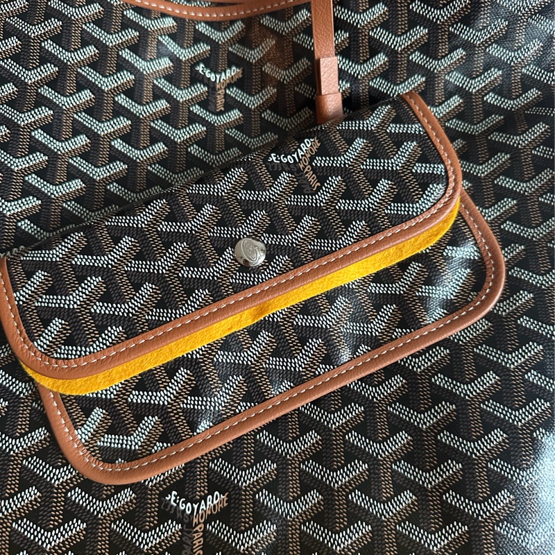 戈雅 腋下包 狗牙包 經典色 黑色棕色 閑置品 有法國巴黎購買單據副本 腋下包 托特包 手提包 側背包 goyard hobo bag black and brown-23