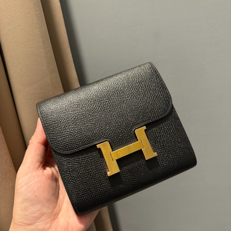 Hermes 愛馬仕 Constance 康康短夾 黑金-5