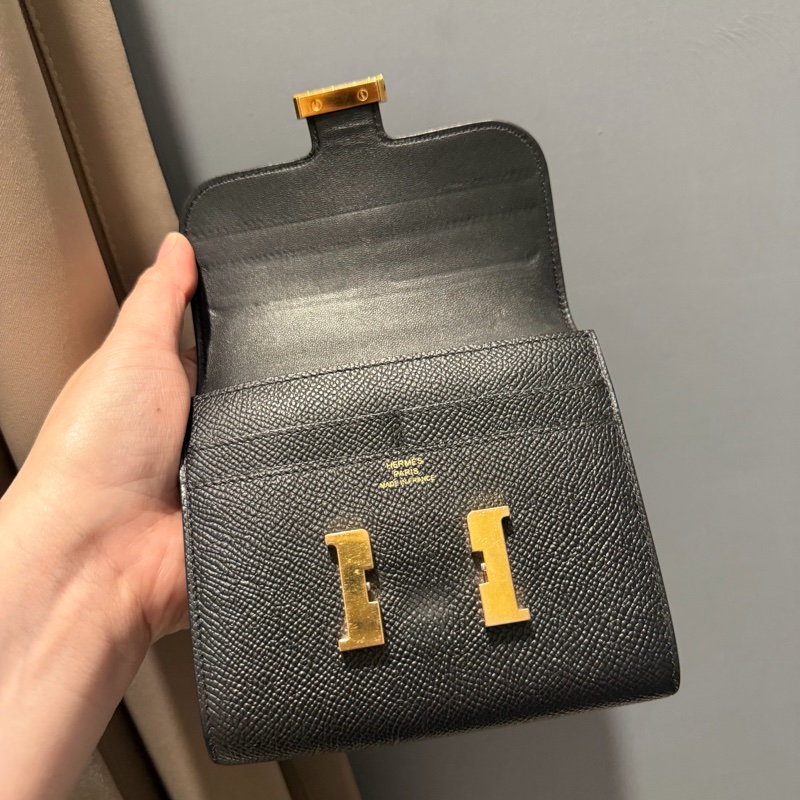 Hermes 愛馬仕 Constance 康康短夾 黑金-6