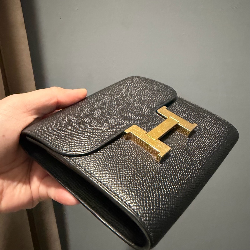 Hermes 愛馬仕 Constance 康康短夾 黑金-7