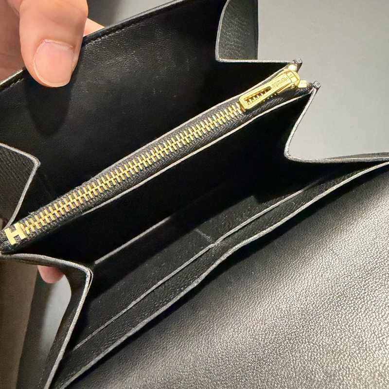 Hermes 愛馬仕 Constance 康康短夾 黑金-13