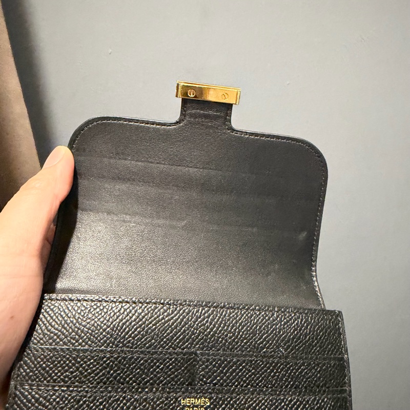 Hermes 愛馬仕 Constance 康康短夾 黑金-26