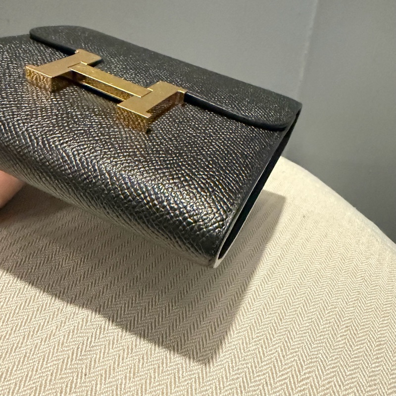 Hermes 愛馬仕 Constance 康康短夾 黑金-29