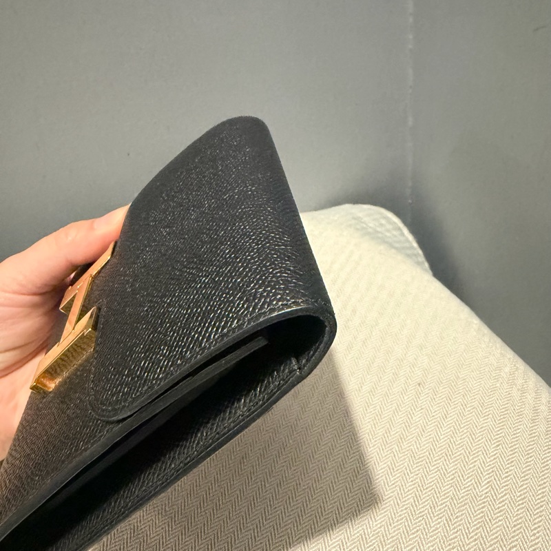 Hermes 愛馬仕 Constance 康康短夾 黑金-31